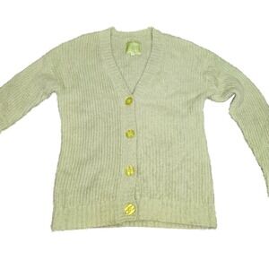 Too Foxy Y2K Green Shag Cardigan Sweater Academia Large‎
